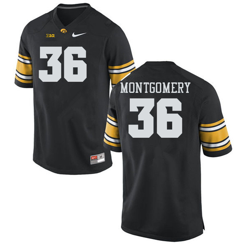 Men #36 Jayden Montgomery Iowa Hawkeyes College Football Alternate Jerseys Sale-Black - Click Image to Close